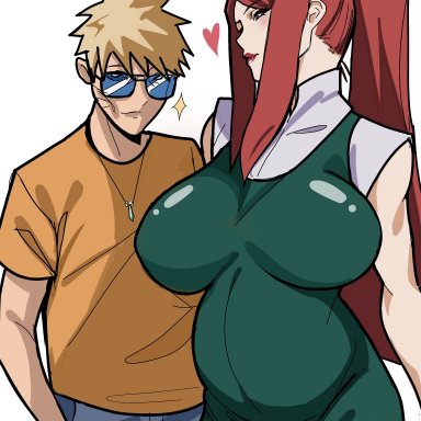 naruto, uzumaki kushina, uzumaki naruto, airi akura, 1boy, 1girls, belly, big belly, big breasts, blonde hair, breasts, cum inside, female, huge breasts, incest