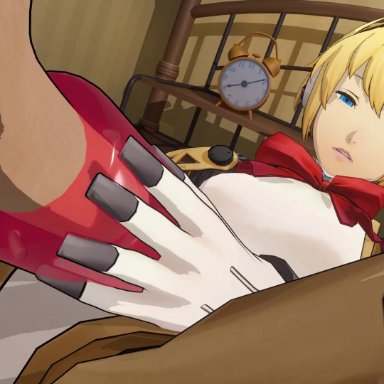 persona, persona 3, persona 3 reload, aigis (persona), makoto yuki, lazyprocrastinator, artificial vagina, blonde hair, blue eyes, missionary position, onahole, penetrable sex toy, penis, penis in sex toy, robot