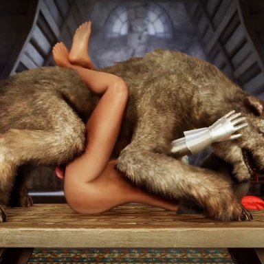 bethesda softworks, skyrim, kardia of rhodes, opennsfwsp, sktorus, armor, bikini armor, canine, dog, exhibitionism, female, female penetrated, feral, feral penetrating, feral penetrating female