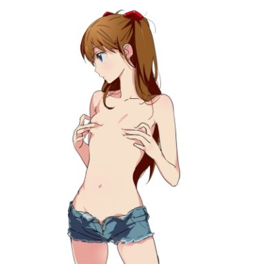 neon genesis evangelion, asuka langley sohryu, mebae, 1girls, almost naked, almost nude, armpits, bare armpits, bare arms, bare belly, bare breasts, bare chest, bare hands, bare hips, bare legs