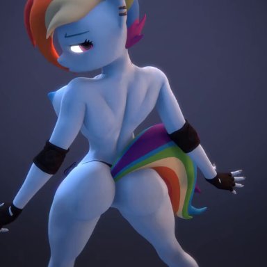 my little pony, rainbow dash (mlp), hooves-art, athletic female, curvaceous, curvy, female only, large breasts, sexy pose, solo female, wiggling ass, no sound, tagme, video