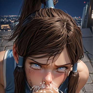 avatar the last airbender, the legend of korra, korra, serotec, 1female, 1girls, abs, ahe gao, ahegao face, athletic, athletic female, bangs, big breasts, blowjob, blue eyes