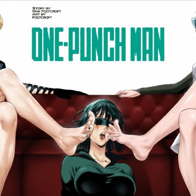 one-punch man, fubuki (one-punch man), kaijin hime do-s, psykos, footcroft, abuse, barefoot, bdsm outfit, big breasts, black eyes, black nails, black outfit, black toenails, blindfold, blonde hair