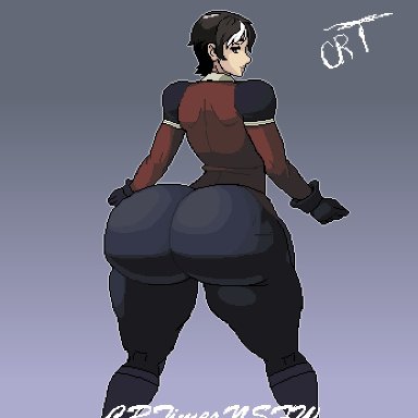 critical role: vox machina, cassandra de rolo, crtimesnsfw, ass clapping, ass focus, back view, big ass, big butt, female, head turned, short hair, thick thighs, twerking, animated, artist signature