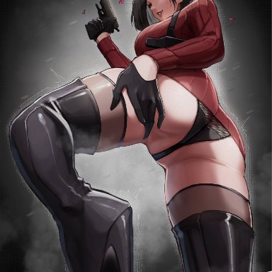 resident evil, resident evil 4, resident evil 4 remake, ada wong, aelion draws, 1girls, asian, asian female, ass, big ass, big breasts, big thighs, black hair, breasts, female