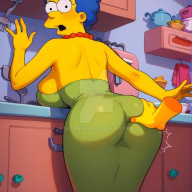 20th century fox, 20th century studios, deviantart, the simpsons, marge simpson, decademix, 1girls, ass, ass grab, big ass, big breasts, big butt, clothing, female, huge ass