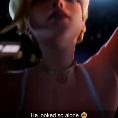 overwatch, overwatch 2, snapchat, angela ziegler, mercy, scraggle, gigaenjoyer, 1boy, 1girls, assertive female, blonde female, blonde hair, blonde hair female, clothed, clothed female