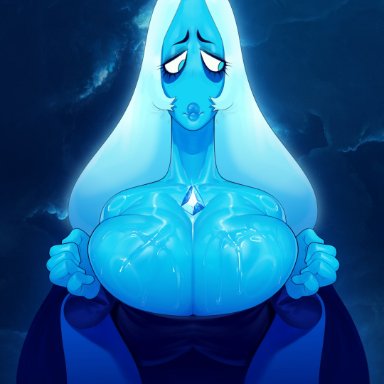 cartoon network, steven universe, blue diamond (steven universe), gem (species), mr fuga, 1girl, 1girls, big breasts, blue eyes, breasts, clothed, clothed female, clothing, female, female only