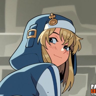 guilty gear, guilty gear strive, bridget, suoiresnu, 2boys, anal, big penis, blonde hair, blue eyes, crossdressing male, cum, cum while penetrated, erection, femboy, foreskin