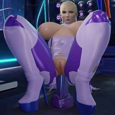 metroid, nintendo, samus aran, chloeangelva, x3d, 1girls, anal, anal sex, big breasts, bimbo, blonde hair, bodysuit, dildo, dildo in ass, dildo insertion