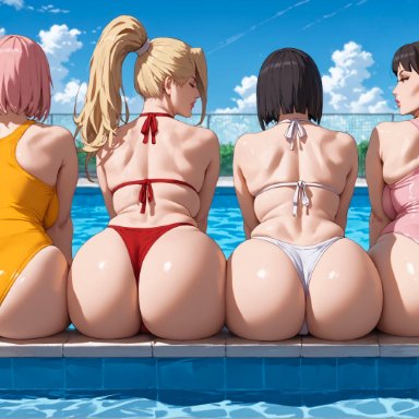 boruto: naruto next generations, naruto, naruto (series), hyuuga hinata, ino yamanaka, sakura haruno, tenten, alex schura, alex-schura, 4girls, ass, bikini, mature female, milf, outdoors