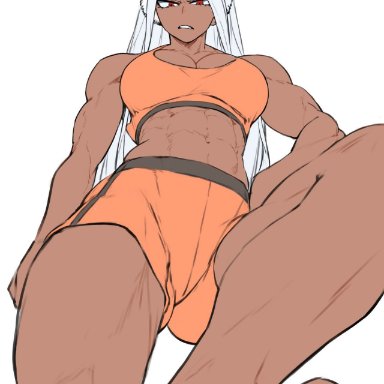 my hero academia, miruko, rumi usagiyama, parallaxfused, 1girls, abs, angry, animal ears, annoyed, ass, athletic female, belly button, breasts, calves, cleavage