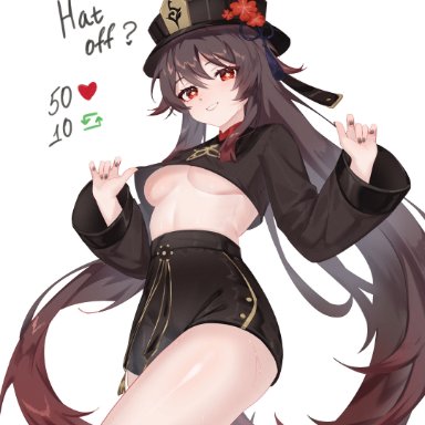 genshin impact, hu tao (genshin impact), higerurui, 1girls, female, hat, thighs