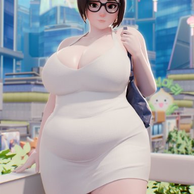 overwatch, overwatch 2, mei (overwatch), fugtrup, 1girls, asian, asian female, big breasts, breasts, chinese, chinese female, chubby, chubby female, looking at viewer, plump