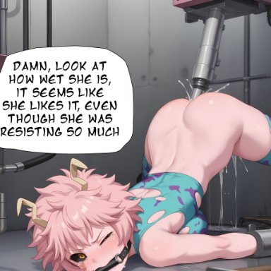 boku no hero academia, ashido mina, mina ashido, rasilinai, anal, ass, black sclera, bondage, bound, bound ankles, bound arms, colored skin, female, forced, forced orgasm