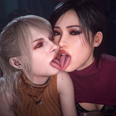 capcom, resident evil, ada wong, ashley graham, checkpik, 2girls, asian female, ass, breasts, duo, duo female, duo focus, female, female focus, female only