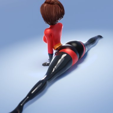 the incredibles, elastigirl, helen parr, smitty34, big butt, bodysuit, breasts, brown hair, flexible, high heel boots, high heels, huge ass, huge butt, latex, milf