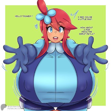 game freak, nintendo, pokemon, pokemon bw, pokemon bw2, pokemon trainer, skyla (pokemon), crysnickel, 1girls, big breasts, breasts, breasts bigger than head, clothed, clothed female, clothing