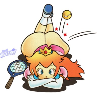 mario (series), mario tennis, nintendo, princess peach, hexanne, 1girls, ass, bottomless, bouncing on ass, female, female focus, female only, gloves, looking at viewer, lying