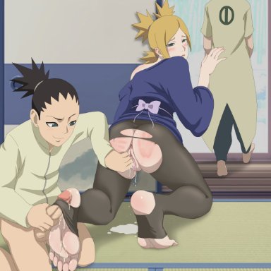 boruto: naruto next generations, naruto, naruto (series), nara shikadai, nara shikamaru, temari, jifeng ba zhe, stormtrooper (kingofwindd), (kingofwindd), 1girls, 2boys, adult and teenager, ass, ass focus, bent over