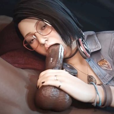 life is strange, life is strange: true colors, alex chen, red404, 1boy, 1girls, all the way to the base, asian, asian female, big penis, black hair, blowjob, blowjob face, close-up, cum