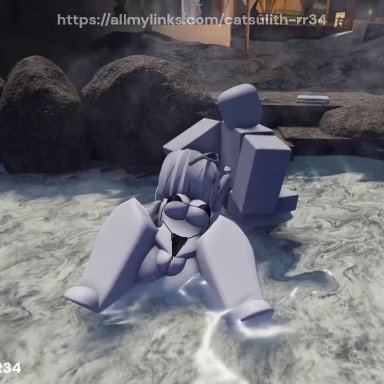 roblox, roblox studio, dummy (roblox), roblox avatar, robloxian, catsulithr34, 1boy, 1girls, assjob, beach, bikini, blowjob, carrying, hugging, kissing