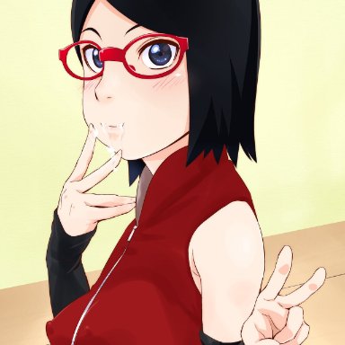 boruto: naruto next generations, naruto, naruto (series), sarada uchiha, uzumaki naruto, sunahara wataru, 1boy, 1girl, 1girls, after fellatio, after oral, after sex, armpits, ass, bare shoulders