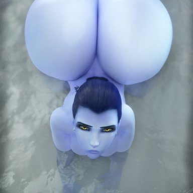 overwatch, overwatch 2, amelie lacroix, widowmaker, selfmindsources, 1girls, accessory, all fours, annoyed, annoyed expression, ass, ass bigger than head, ass bigger than torso, ass cleavage, ass focus