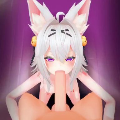 filian, filian (vtuber), jungee, 1boy, 1girls, animal ears, anus, areola, ass, blowjob, blush, butt, closed eyes, female, looking at partner