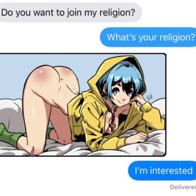 holy year 2025, luce (vatican), kukuruyo, areolae, ass, blue hair, boots, breasts, bubble butt, busty, crucifix, female, female focus, female only, hanging breasts