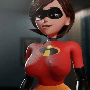 pixar, the incredibles, helen parr, aeondud, 1girl, ass, ass expansion, ass growth, ass jiggle, ass shake, big ass, big breasts, big butt, big thighs, bottomless