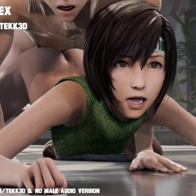 final fantasy, final fantasy vii, final fantasy vii remake, square enix, cloud strife, yuffie kisaragi, tekksex, 1boy, 1boy1girl, 1girls, aroused, aroused face, ass, ass clapping, ass up