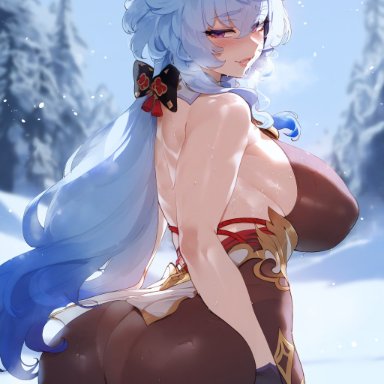 genshin impact, patreon, ganyu (genshin impact), sinderellaart, adventurer, ass bigger than head, big breasts, big butt, breasts bigger than head, busty, cold, curvaceous, exploration, explorer, female