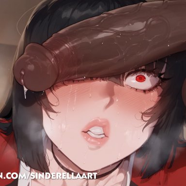 kakegurui, patreon, jabami yumeko, sinderellaart, 1boy1girl, big breasts, breasts bigger than head, busty, cock, curvaceous, dark-skinned male, female, forced, huge breasts, huge cock