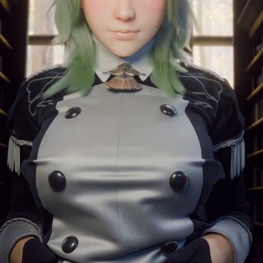 fire emblem, fire emblem: three houses, nintendo, byleth (fire emblem), byleth (fire emblem) (female), j9006, 1girls, breasts, female, green eyes, green hair, huge breasts, light skin, light-skinned female, long hair